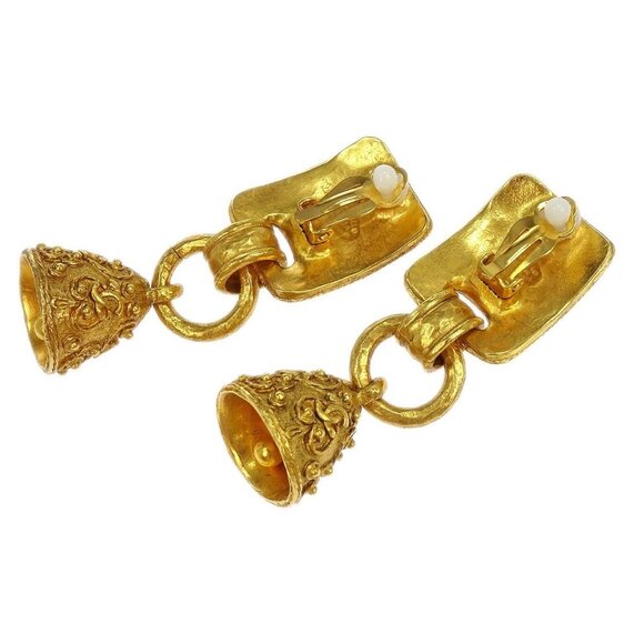 Chanel Bell Dangle Earrings Clip-On Gold 94A 154070 - Picture 3 of 4